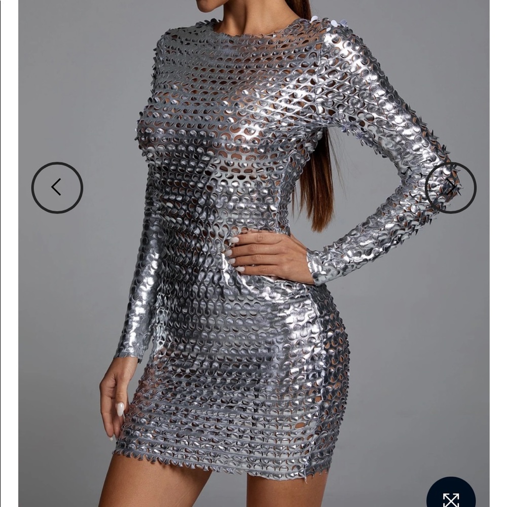 Silver short cocktail dress
